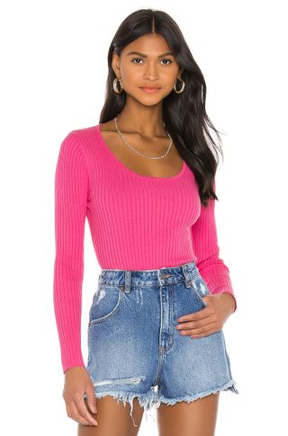 Rolla's + Classic Rib Sweater in Hot Pink