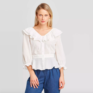 Who What Wear x Target + Bell 3/4 Sleeve Ruffle Blouse