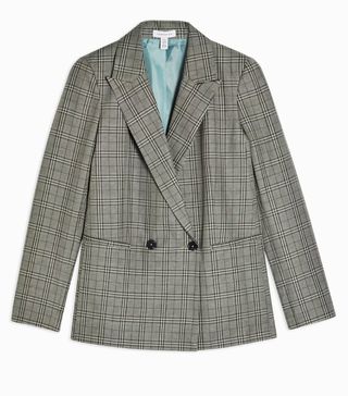 Topshop + Considered Mint Check Double Breasted Blazer