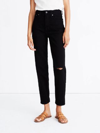 Madewell + The Perfect Vintage Jean in Stone Black: Knee-Slit Edition