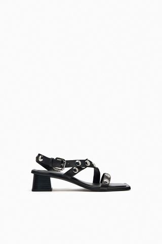 Zara + Block Heel Leather Sandals