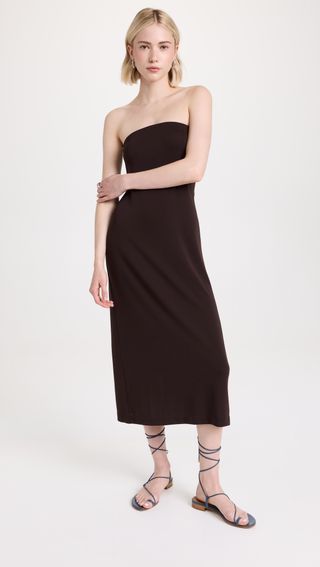 Tibi + Harlow Jersey Strapless Midi Dress