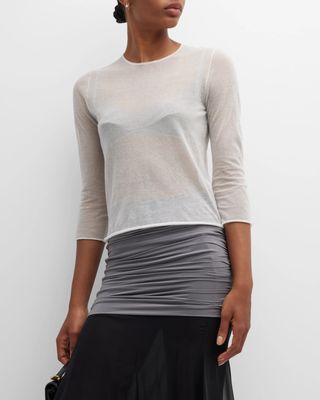 Tory Burch + Semi-Sheer Back-Twist Cutout Pullover