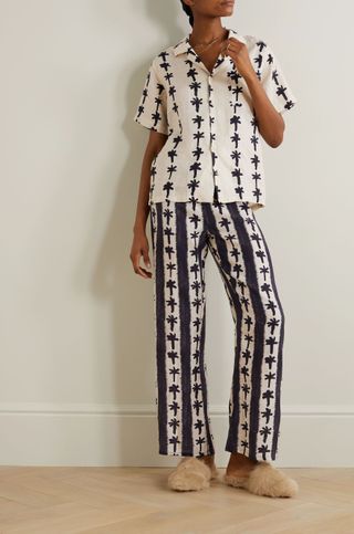 Desmond & Dempsey + + Net Sustain Printed Linen-Voile Pajama Set