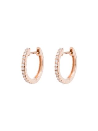 Jacquie Aiche + 14kt Rose Gold Diamond Hoop Earrings