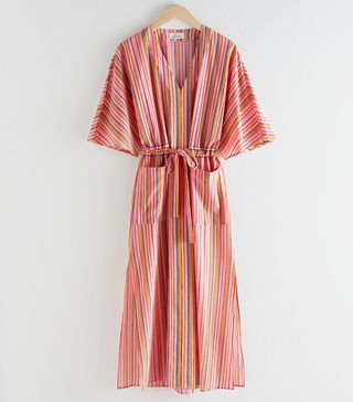 & Other Stories + Striped Cotton Midi Dress