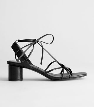 & Other Stories + Square Toe Leather Strappy Heeled Sandals