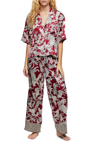 Topshop + Leopard Print Satin Pajamas