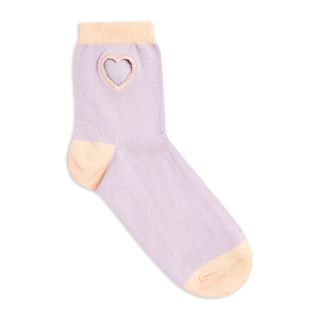 Topshop + Cut Out Heart Socks In Lilac