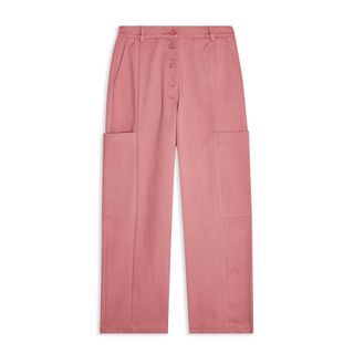 Topshop + Rose Pink Leather Tapered Trousers By Selected Femme