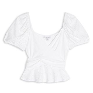 Topshop + White Broderie Wrap Top