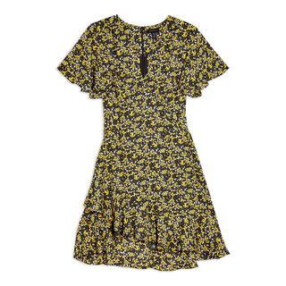 Topshop + Idol Yellow Ditsy Print Tea Dress