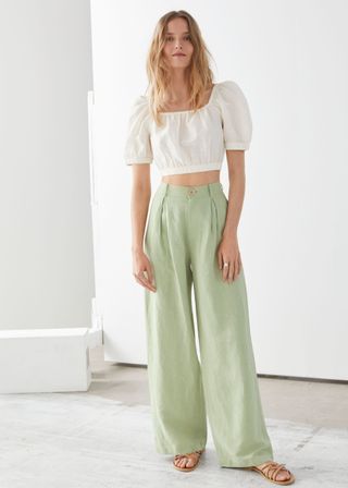 & Other Stories + Pleated High Rise Wide Trousers