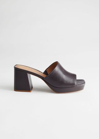 & Other Stories + Leather Heeled Platform Mules