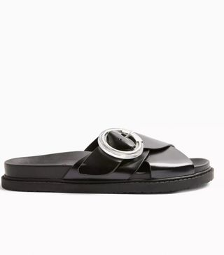Topshop + Pedro Black Footbed Sandals