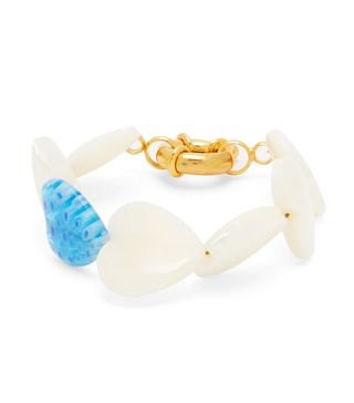 Timeless Pearly + Mother-of-Pearl Heart & Gold-Plated Bracelet