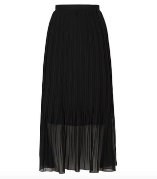 New Look + Petite Black Chiffon Pleated Midi Skirt