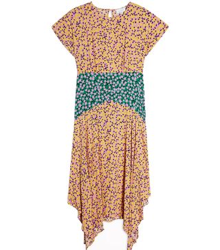 Topshop + Petite Mixed Floral Print Hanky Hem Midi Dress