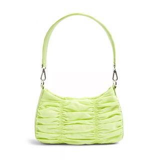 Topshop + Lime Green Ruched Nylon Shoulder Bag
