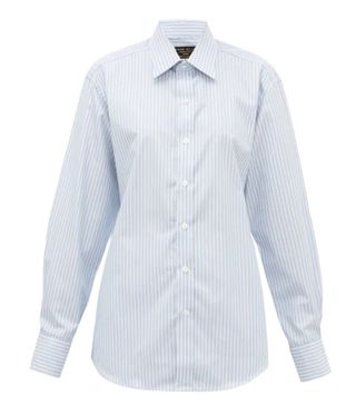 Emma Willis + Supraluxe Hairline-Striped Cotton-Poplin Shirt