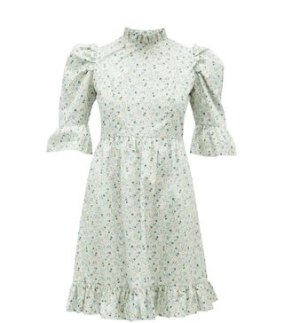 Batsheva + Kate Ruffled Floral-Print Cotton Mini Dress