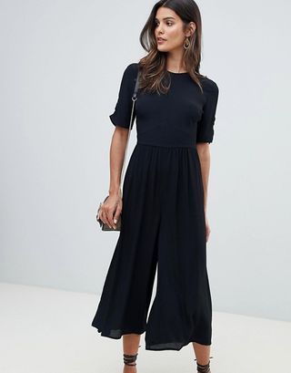 ASOS + Tea Jumpsuit with Ruched Sleeve