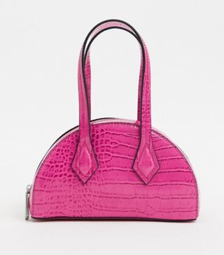 Who What Wear Collection + Carson Mini Half Moon Bag With Cross Body Strap in Pink Croc