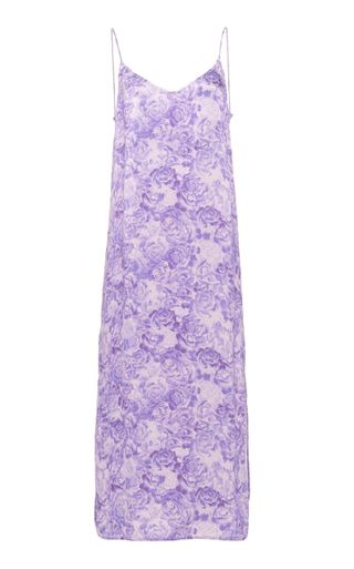 Ganni + Floral-Print Satin Slip Dress