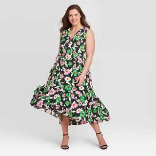 Who What Wear + Floral Print Sleeveless Dress