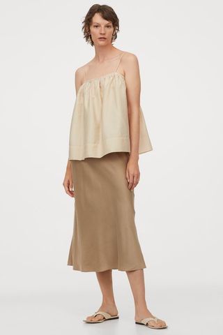 H&M + Calf-Length Silk Skirt