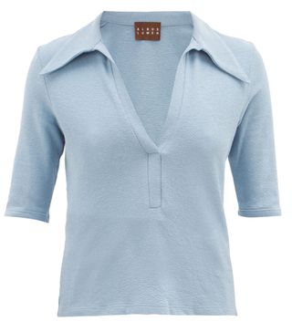 Albus Lumen + Point-Collar Terry Cotton-Blend Polo Shirt