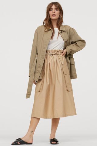 H&M + Cotton Satin Paper-Bag Skirt