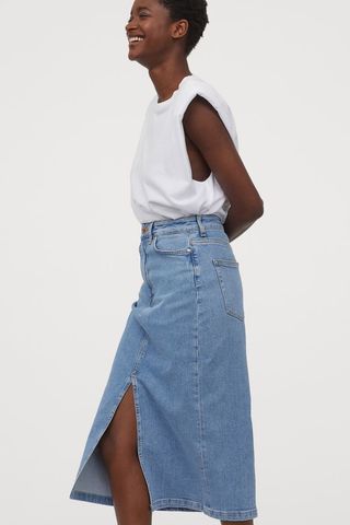 H&M + Calf-Length Denim Skirt