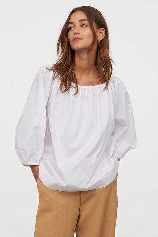 H&M + Cotton Puff Sleeved Blouse