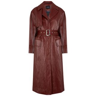 Palones + Croydon Burgundy Faux Leather Trench Coat