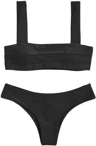 Zaful + Wide Straps Padded Bandeau Bikini Set