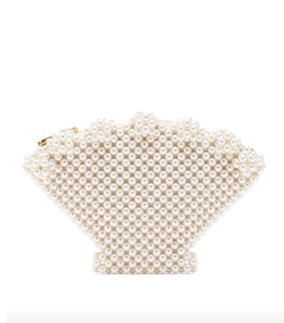 Shrimps + Shell Faux Pearl-Embellished Clutch