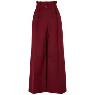 Palones + Camden Red Wide-Leg Twill Trousers