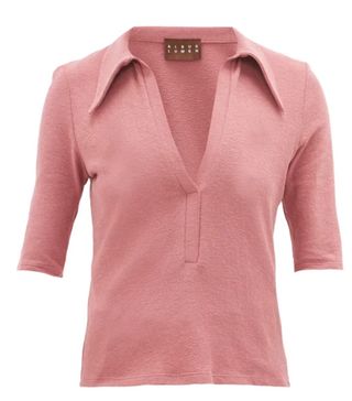 Albus Lumen + Point-Collar Cotton-Blend Terry Polo Shirt
