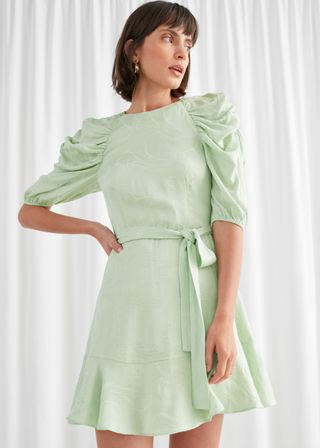 & Other Stories + Belted Puff Sleeve Mini Dress