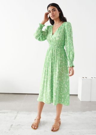 & Other Stories + Pleated Smock Midi Dress