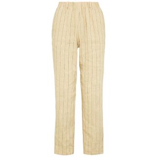 Forte_forte + Sand Pinstriped Linen-Blend Trousers