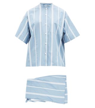 Jil Sander + Mandarin-Collar Striped Cotton-Poplin Pyjamas