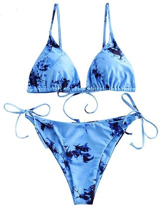 Zaful + Criss-Cross Tie Dye String Bikini Set
