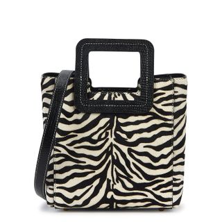Staud + Shirley Mini Zebra-Print Calf Hair Top Handle Bag
