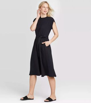 Who What Wear x Target + Short Sleeve Shirring-Detailed Dress