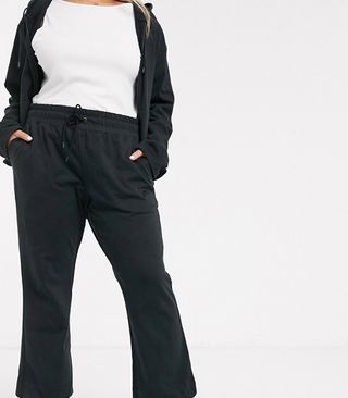 Nike + Premium High Waist Wide Leg Black Sweatpants