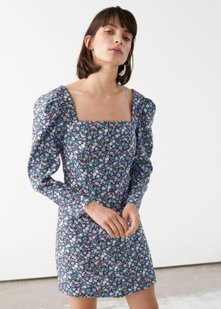 & Other Stories + Button Up Puff Sleeve Mini Dress