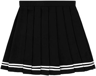 Msemis + School Uniforms Pleaded Mini Skirts High Waisted Flared Sport Skater Skirts