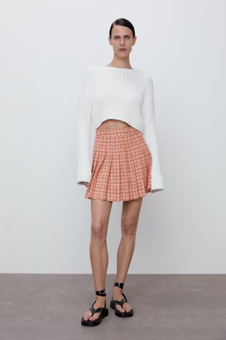 Zara + Pleated Structured Skirt